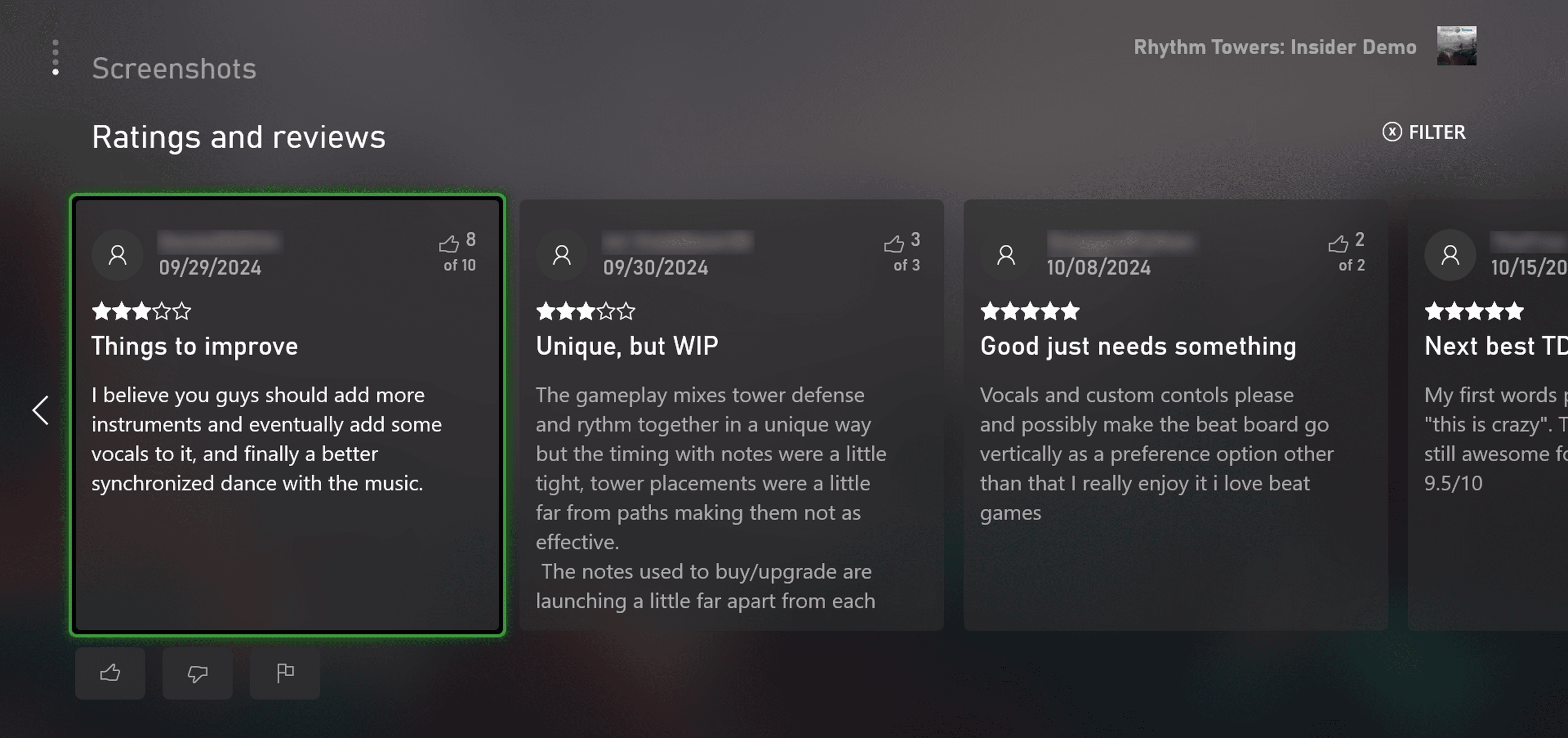 Rhythm Towers Demo reviews from the Xbox Insider program